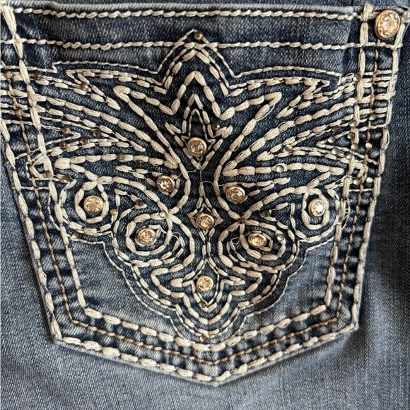 Vintage Women’s Shorts Rhinestones Embellished Stretch Faded Blue Boho Size 14 - Picture 2 of 10